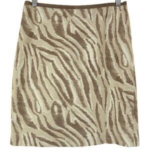 Ann Taylor Loft Animal Print Cotton & Silk Fully Lined Pencil Skirt Sz 4P